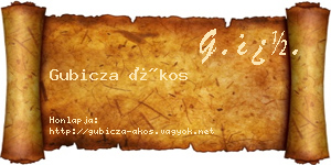 Gubicza Ákos névjegykártya